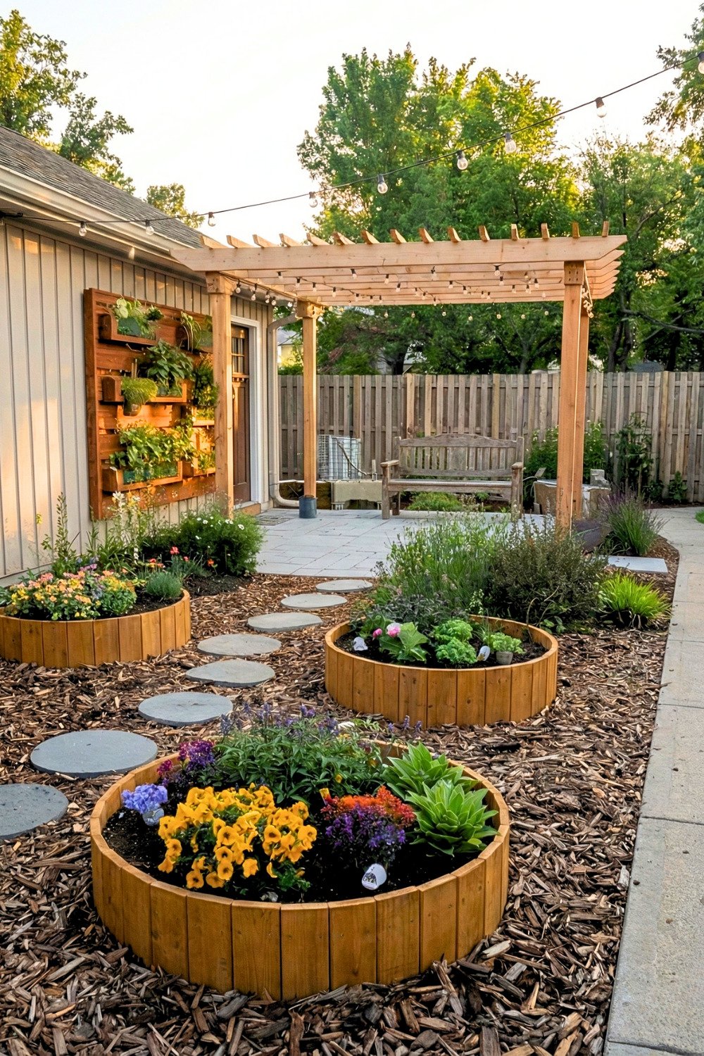 15 - front-yard-garden-landscaping-simple-diy-pergola-outdoor-garden