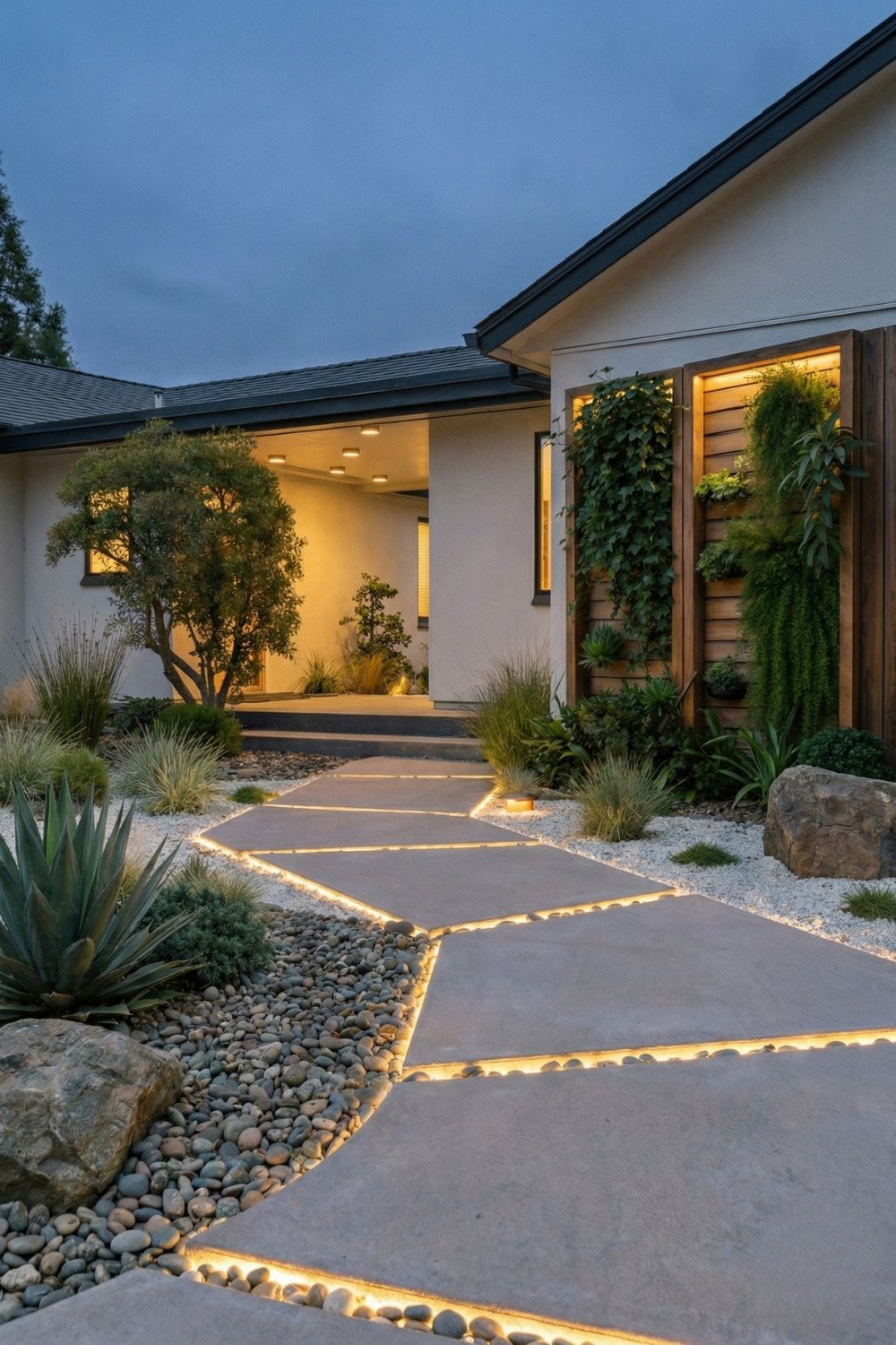 18 - front-yard-garden-landscaping-simple-modern-walkway-led-lights