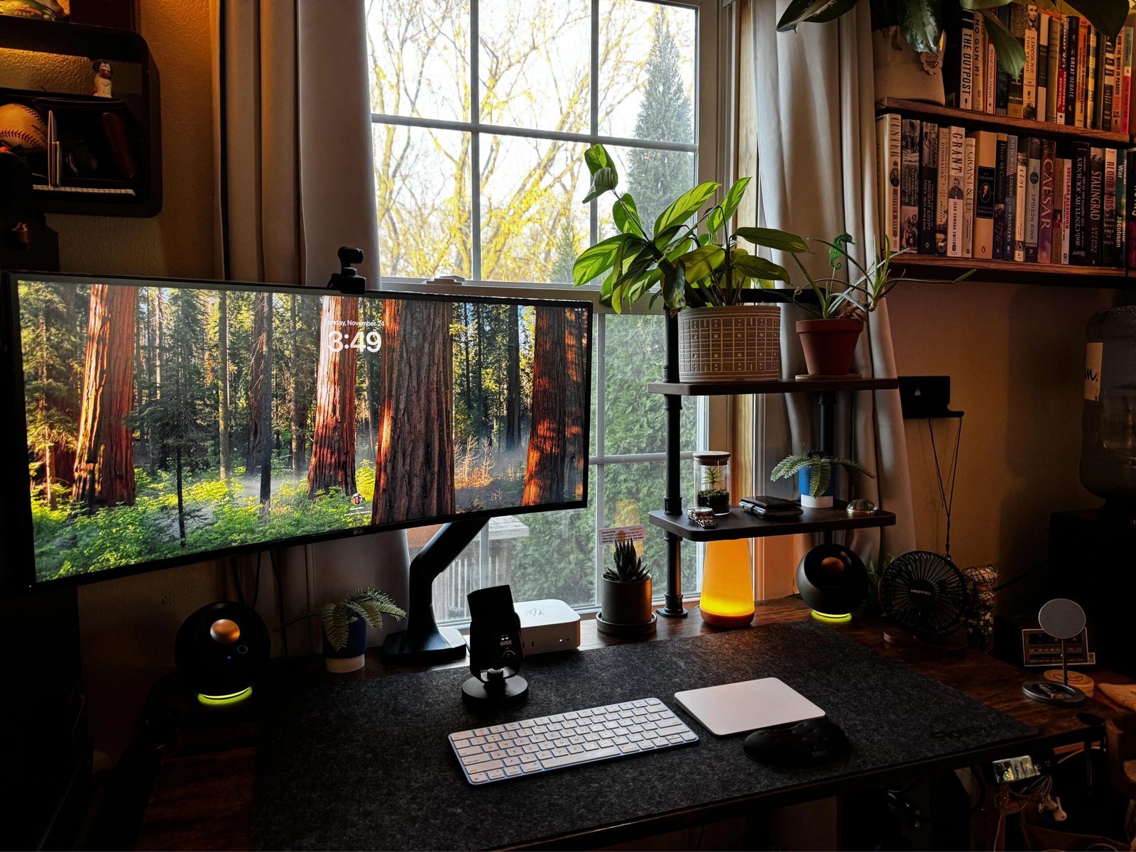 24. Small Summer Office Desk Decor With Clamp On Shelf And Space Saving Style