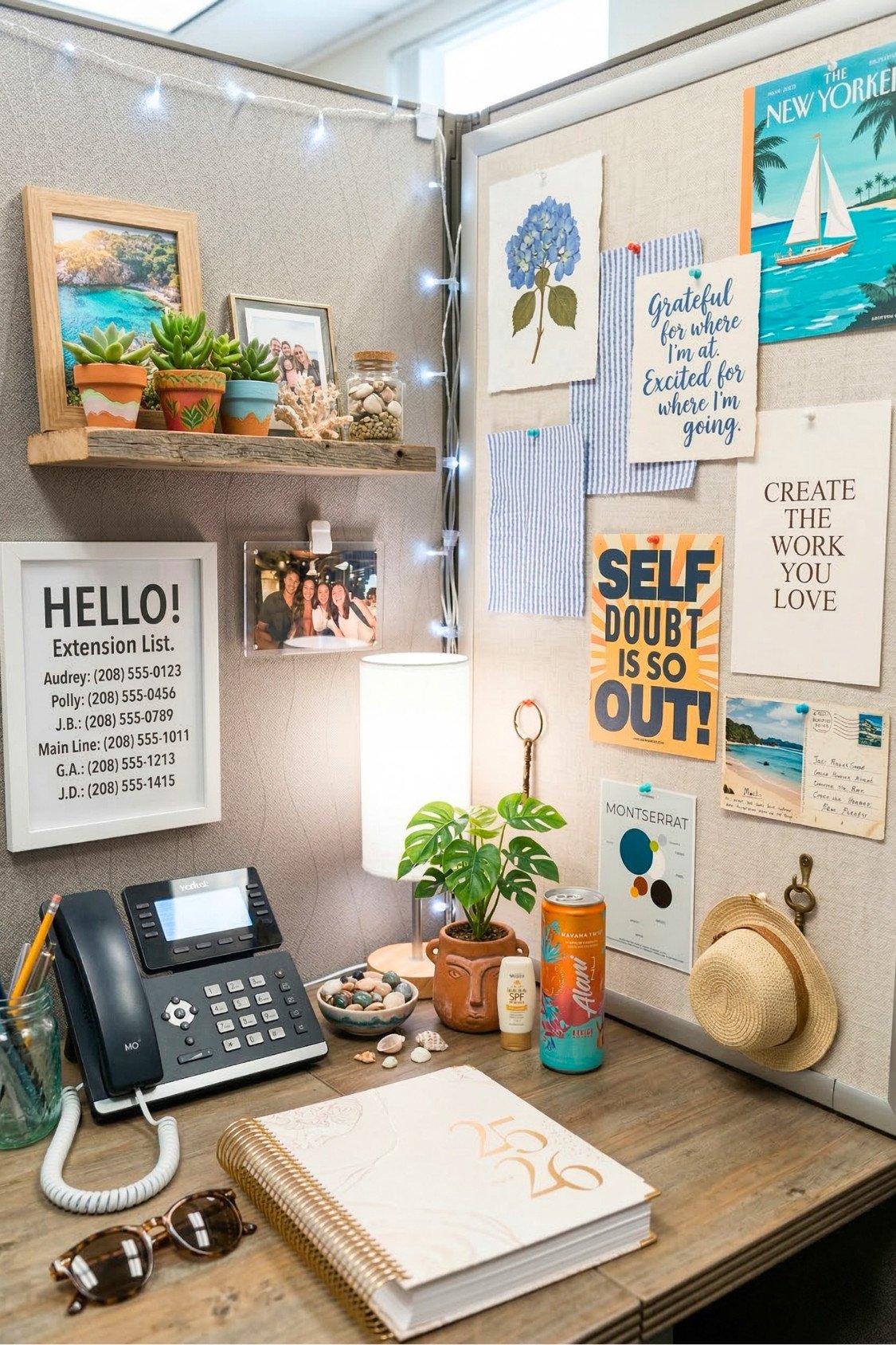 3. Beachy Cubicle Summer Mood Board Setup