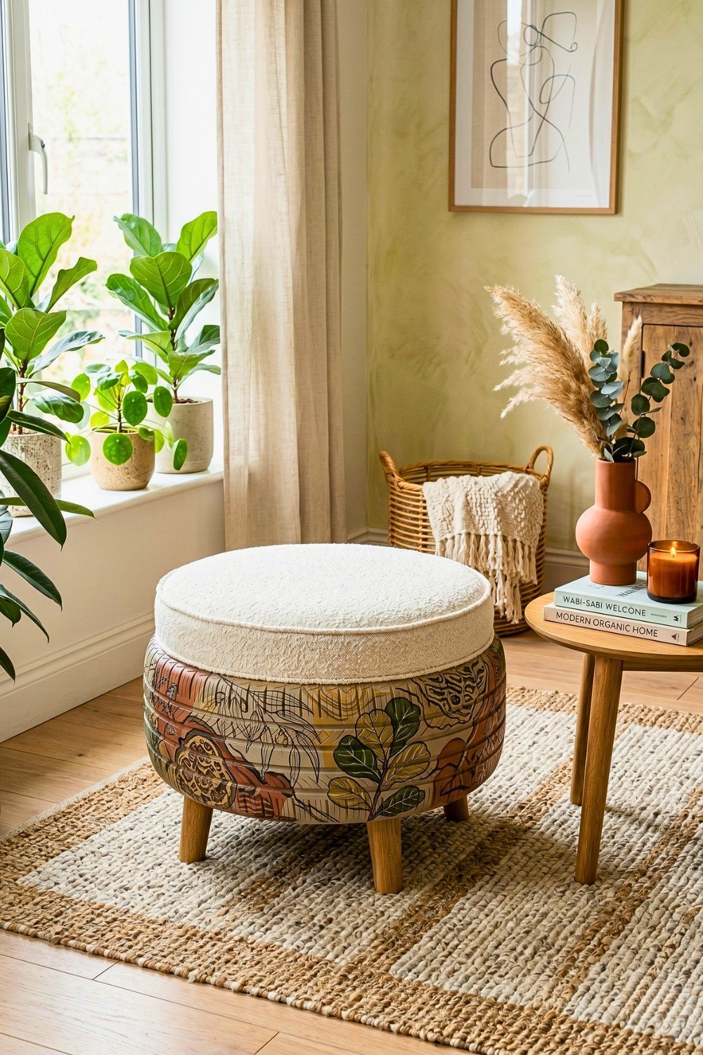 30. Botanical Tire Ottoman Adds Cozy Recycled Furniture to a Home Room