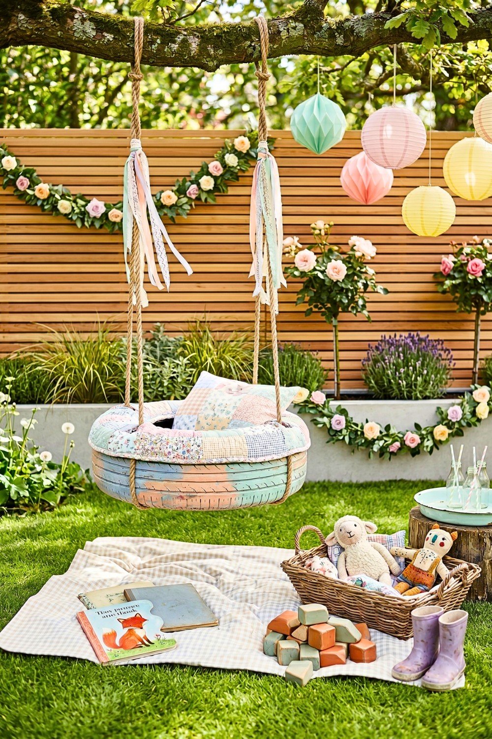 7. Kids Tire Swing Adds Creative Backyard Fun With Party-Ready Charm
